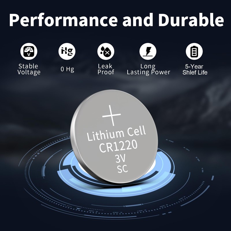 PKCELL CR1220 Battery CR 1220 3V Lithium Battery (10 Count