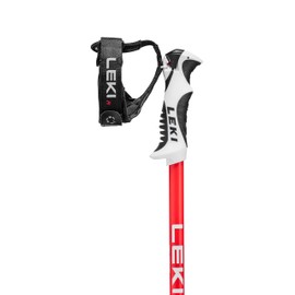 LEKI Bold S Lightweight Aluminum Ski Poles for Alpine Skiing - Dark Anthracite-Bright Red-White - 110 cm
