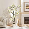 5FT Faux Magnolia Plants Artificial Flower Trees Fake Plants For Yard Patio Home Office Arrangement Decor Indoor Outdoor Artificial Magnolia Tree Inc. 120 Realisc Flowers Vivid Leaves Mosses White Pot