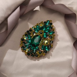 EVER FAITH Ladies Oval Crystal Vintage Style Flower Cluster Pin Banquet Pin Clear Silver Tone, Crystal, No gemstone