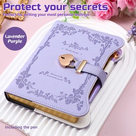 Diary with Lock for Girls & Women - 360 Pages Journal with Lock and Keys, Pen and Gift box – Gift Ideas for Birthday Christmas, Cute Journals Set for Girls Ages 8-14 (Lavender Purple)