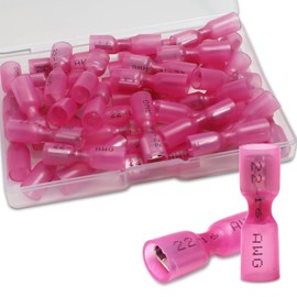 MENTBERY 100 PCS Spade Connectors, Heat Shrink Spade Terminals 22-16 AWG, Wire Connectors Female