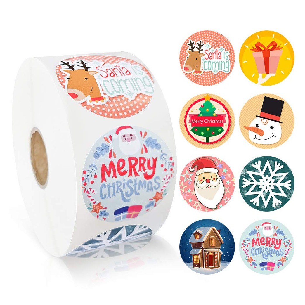 1000pcs Christmas Holiday Stickers, Santa, Christmas Tree, Snowflake, Snowflake, Snowman and Merry Christmas Stickers for Christmas Party Supplies, Gift for Boys and Christmas Girls