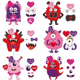 EGuangwiua 30Pcs Cute Monster DIY Ornament Kit for Kids Make Your Own Monster Paper Art Craft Love Heart Cards School Classroom Handcraft Home Hanging Decoration Mother's Day Birthday Gift Supplies