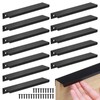 JIZZU 12 Pack Concealed Kitchen Door Handles, Black Cabinet Handles,