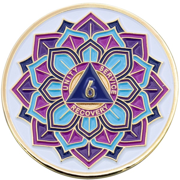 6 Year AA Coin - Sobriety Mint 'in Bloom' Lotus