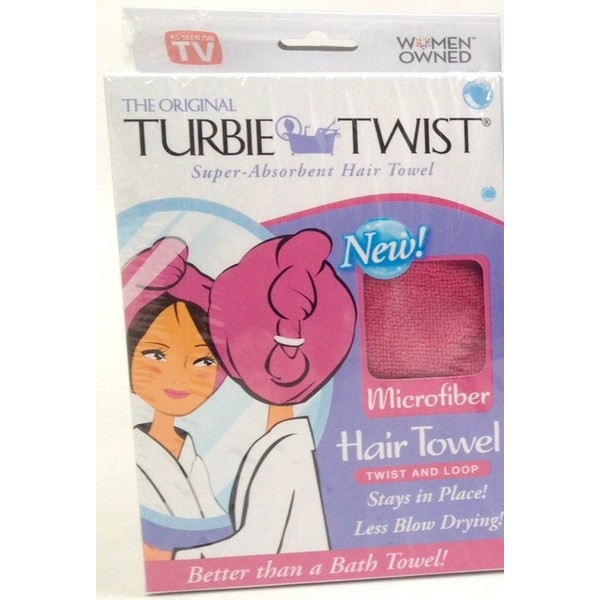 Turbie Twist Microfiber Super Absorbent Hair Towel 1 Pack (Pink)
