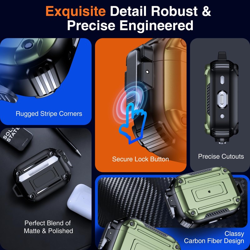 Chicfun Armour Lock for AirPods Pro 2nd Generation Case with