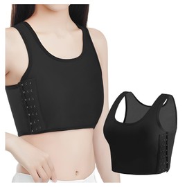 Pokumil Pane Shirt, Short Length, Make Your Chest Look Smaller, Tube Top, Black, M