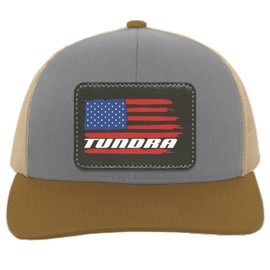 Tundra American Flag USA Trucker Snap Back Hat Heather/Beige/Amber/Rectangle