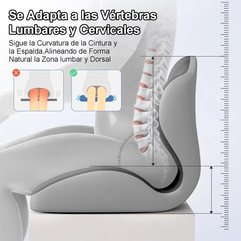 Vervex Cojín Ergonómico 2 en 1 para Espalda y Asiento,