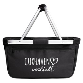 Huuraa Einkaufskorb faltbar Cuxhaven verliebt Geschenk 20 Liter Tragekorb Black Cuxhaven Geschenkidee
