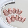 BFY Cat's Eye Press on Nails Short Heart Coffin Fake