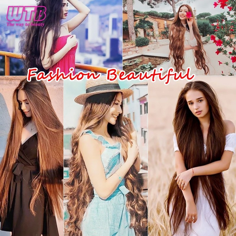 100cm Long Straight Synthetic Clip-In Hair Extensions – Heat Resistant