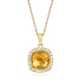Ross-Simons 6.25 Carat Citrine and .90 ct. t.w. White Topaz Pendant Necklace in 18kt Gold Over Sterling. 18 inches