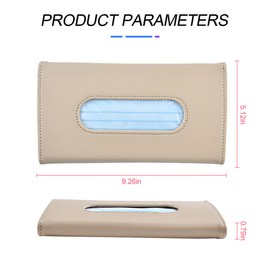 Car Tissue Holder, Sun Visor Napkin Holder, Hanging Paper Towel Case, PU Leather Tissue Box, Universal Auto Leather Visor Tissue Holder for Car Accessories Interior (Beige)