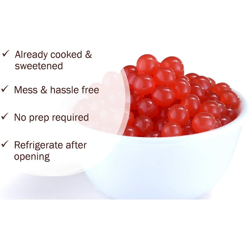 BREXONIC Strawberry Boba Pearls Popping Bursting Boba, Tapioca Pearls For