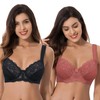 Curve Muse Plus Size Unlined Underwired Lace Bra, with Padded