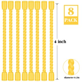 8PCS 4-Inch Silicone Cable Ties, Bendable Rubber Twist Ties, Reusable Twist Ties for Cords, gear ties for Organizing, Bundling (Yellow)
