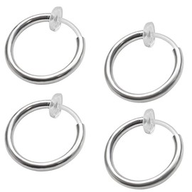 Miyabi Grace Earrings for Men, Silver, Gold, BTS Pop, Popular, 0.5 inches (12 mm), Hoop Earrings, Fake Earrings, Unisex, KPOP Earrings, Spring Type, Pipe Hoop Resin, Non-Hole Earrings, Earrings, Resin