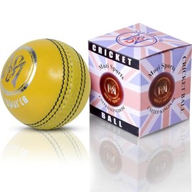 Mozi Sports® Leather Cricket Ball Senior Hand Stitched Match Quality Balls Weight 5.50oz (Yellow)