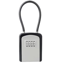 Upgraded Key Lock Box with Removable Shackle,Waterproof, 4-Digit Combination Lock Box, Resettable Code, 5 Key Capacity for Home, Warehouse,Office, Garage, School, Gym, Indoor & Outdoor