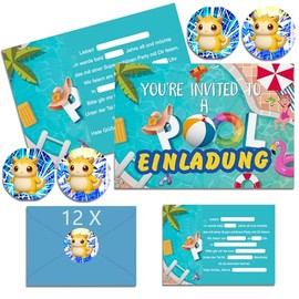 OSOFREE 12 x Invitation Cards Children's Birthday Boy with Envelope German, Children's Birthday Party Invitations, Cartoon Birthday Invitation Cards Set for Themed Party (12)