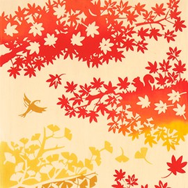 Miyamoto Towel Miyamoto kenema Hand-dyed Tenugui Fujimi Autumn Leaves Approx. 13.8 x 35.4 inches (35 x 90 cm), Made in Japan