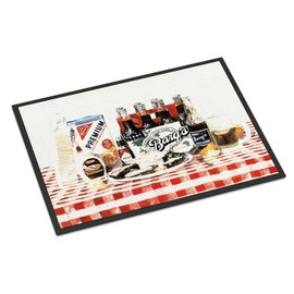 Caroline's Treasures 1004MAT Barq's Oysters Doormat 18x27 Front Door Mat Indoor Outdoor Rugs for Entryway, Non Slip Washable Low Pile, 18H X 27W