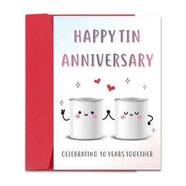 10 Year Anniversary Tin Gifts for Him Her 10 Year Anniversary Card Gifts for Wife Husband Couples 10th Wedding Anniversary Tin Gifts for Men Women Tin Gifts for 10th Anniversary Funny Tenth Years Card
