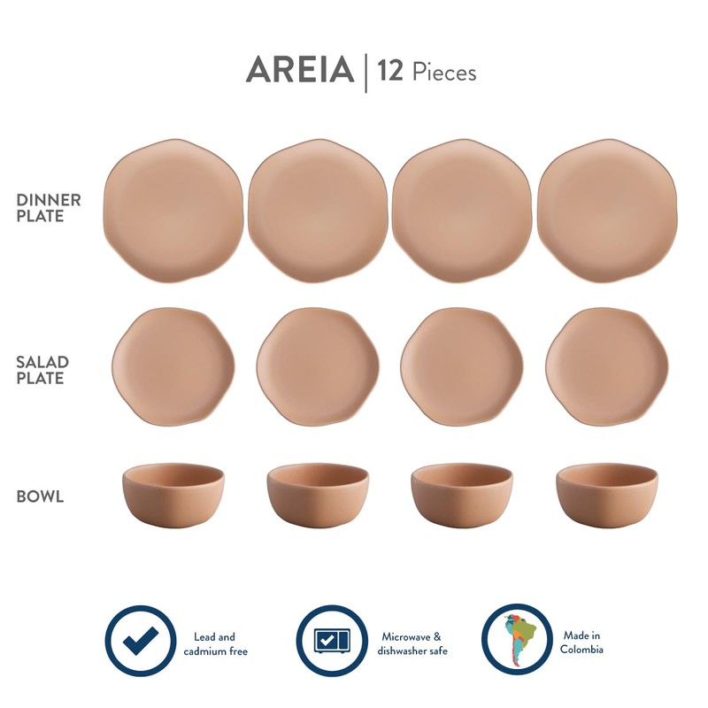 Corona Dinnerware Set 12–piece, Plates and Bowls Set, Ceramic Sets