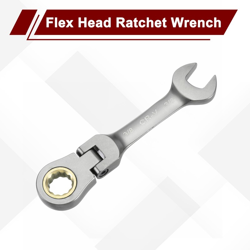 HARFINGTON Flex Head Ratchet Wrench Spanner 3/8" SAE Ratcheting Combination