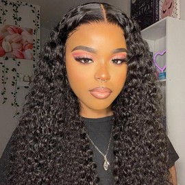 Domiso 26 Inch Wear Go Glueless Wigs Lace Front Wigs Human Hair Glueless Wigs Human Hair Pre Plucked Pre Cut Lace for Black Women Human Hair No Glue 4x4 Lace Closure Deep Wave Wig