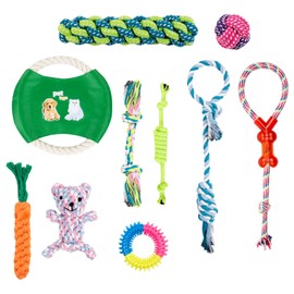 Albert Austin 10 Pcs Dog Chew Toys Indestructible Dog Toys with Rope Toys Easy to Wash Puppy Toys Dog Toys Interactive Activity Squeaky Toy for Reduces Anxiety Dog Teething Toys for Small Medium