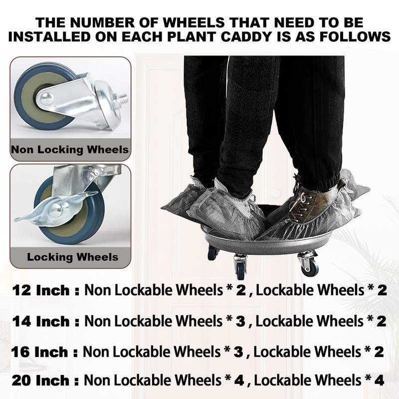 LeafLassie Heavy Duty Plant Caddy with Wheels 12 Inch, 360°