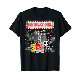 Movie Night Birthday Party Pajama Slumber Popcorn Cinema T-Shirt
