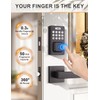 Tinewa Square Keyless Entry Door Lock with 2 Lever Handles,