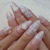 Rose Veil Cross Handmade Nail Tips Wedding Pearl Shell -