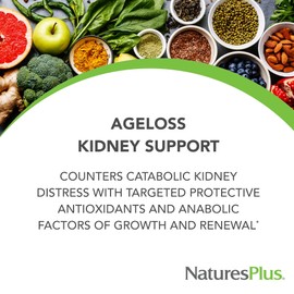 Natures Plus AgeLoss Kidney Support - 90 Tablets - with Vitamin D3 & Magnesium - Vegetarian, Gluten Free - 30 Servings