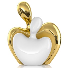 XMGZQ Gold Mini Hugging Couple Statue Ceramic Lover Figurine Home Decor is a Romantic Gift for Her on Wedding Anniversary and Valentines, TV Stand Decoration Knick Knacks for Shelves