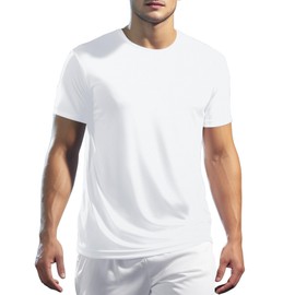 YumiDay Workout T Shirts for Men Fitted(White/02,L)