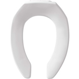 CHURCH 295SSCT Commercial Open Front Plastic Toilet Seat, Heavy Duty Industrial Slow Close Seat without Lid, Secure Installation, Made in USA, Elongated, White