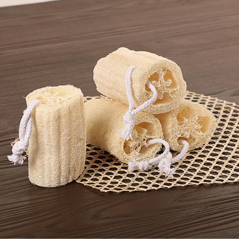 Esponja de Lufa Natural, 4 unidades Estropajo para Cuerpo, Esponja