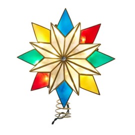 Kurt Adler UL 10-Light 8 Point LED Multi Color Capiz Star Treetop