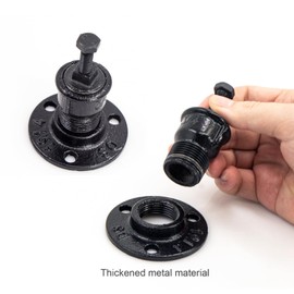 Handrail Holder Handrail Bracket Handrail Support Railing Brackets - Black Stair Handrail Holder Thickened Iron Handrail Holder in Industrial Style for Wall Mounting Stair Handrail, Pack of 2