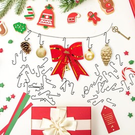 Yicelerate Christmas Bauble Hooks - 100 Pcs Black Christmas Ornament Hooks for Baubles,S Hooks,Easy to Use & Reusable,Perfect for Xmas Tree Decorations,Lights & Festive Decor,Mini ChristmasHook