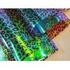 30 Gauge Hologram Transparent Leopard Print Blue Plastic Vinyl Fabric
