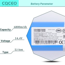 CQCEO 6800mAh Vacuum Cleaner Battery for Proscenic M7 Pro M8 Pro M7 Max, U6, for Uoni V980 Max V980 Plus, for Roidmi Eve Plus, for Lydsto R1, for Onson J30 Pro, for VIOMI S9, 14.4V/80.64Wh