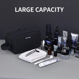 AMXNX Travel Toiletry Bag for Men Hanging Water Resistant Shaving Bag Dopp Kit Travel Bag for Toiletries Accessories with Divider and Handle