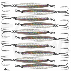 10pcs 4oz Diamond Jig Mylar Holographic Laser jigs with a Treble Hook - Fish WOW!